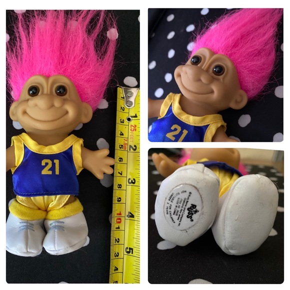 Vintage Russ Troll Doll Basketball Player with Basketball Pink Hair EUC - Picture 4 of 10